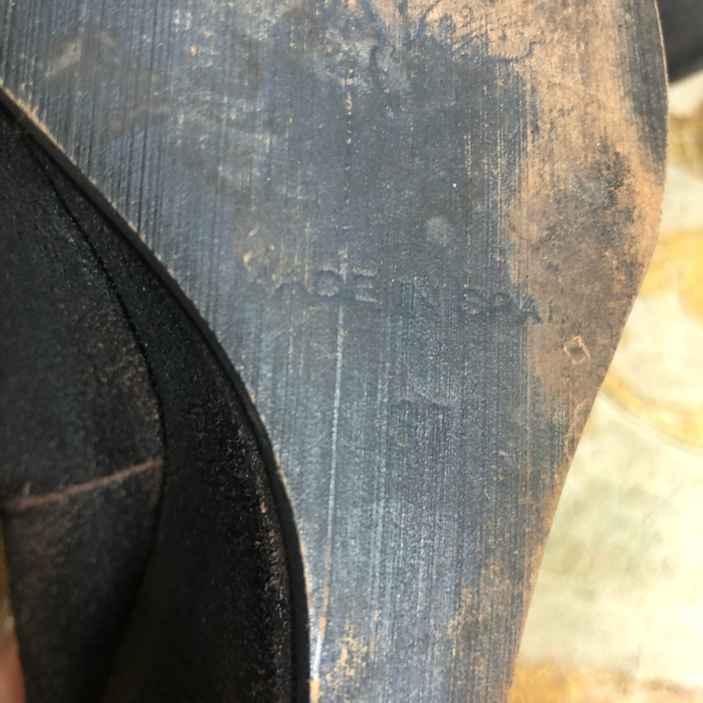 Sz7-FREE PEOPLE DISTRESSED BLACK/BROWN SUEDE BOOTS - Picture 16 of 16